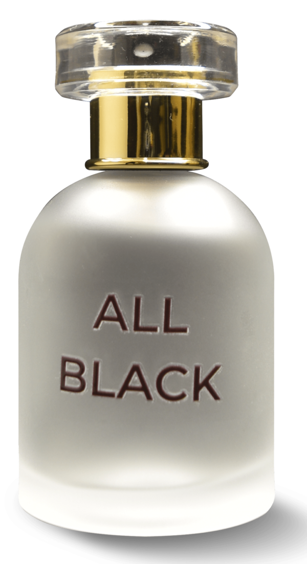 Sleek and modern design of All Black Perfume Bottle.