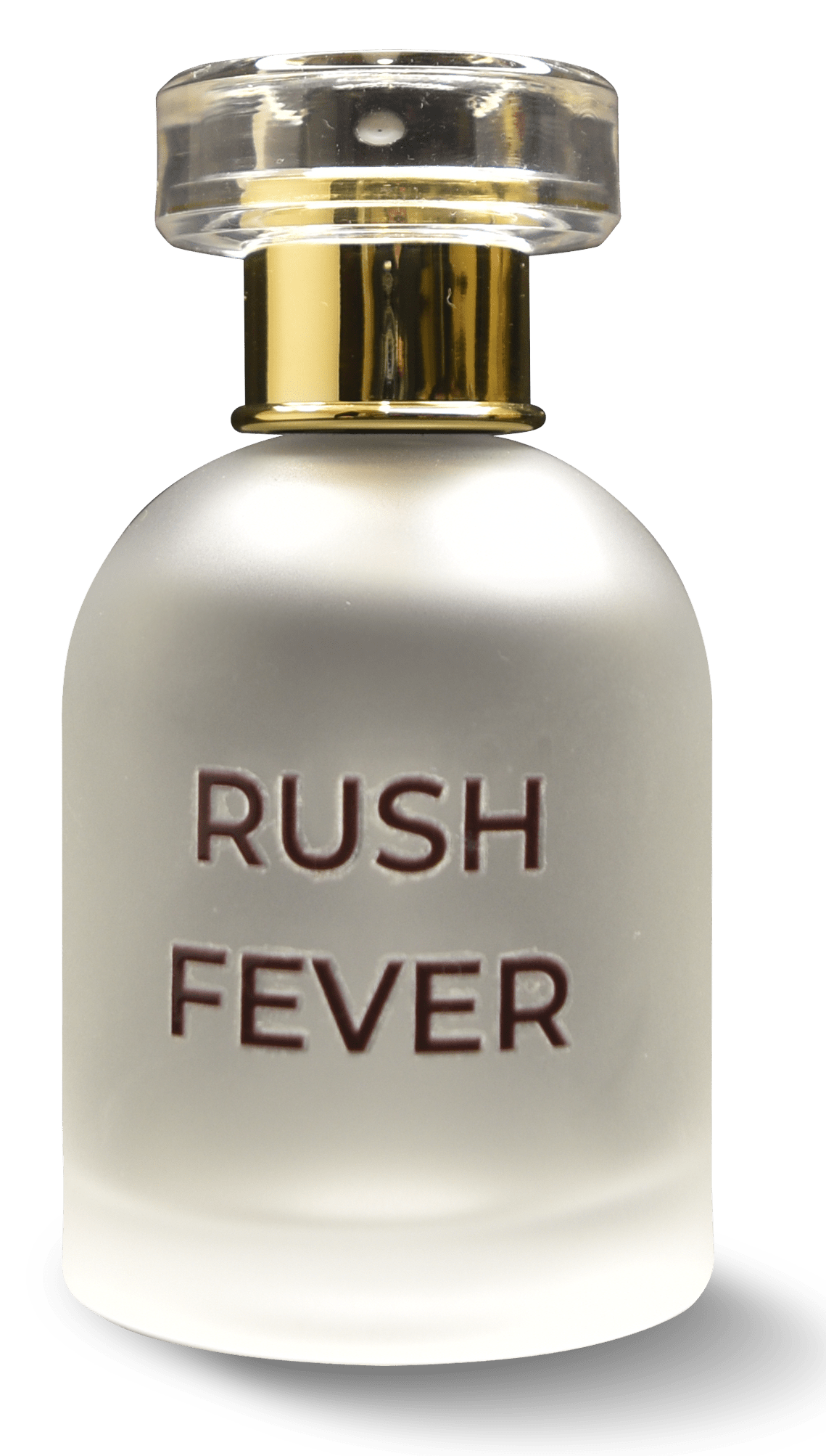 A dynamic perfume bottle named Rush Fever with vibrant colors.